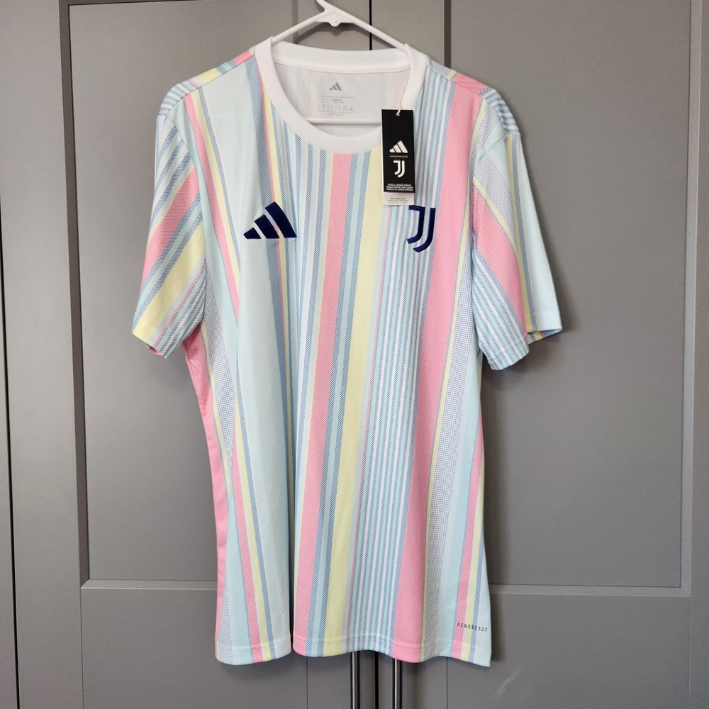 New Adidas Juventus 2025 - 26 Prematch Training Jersey White Multi L Shirt Large